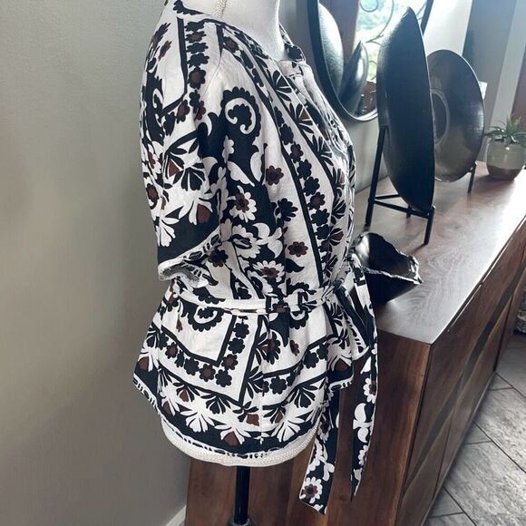 Ann Taylor Scarf Print Tie Waist Dolman Top - Picture 7 of 11